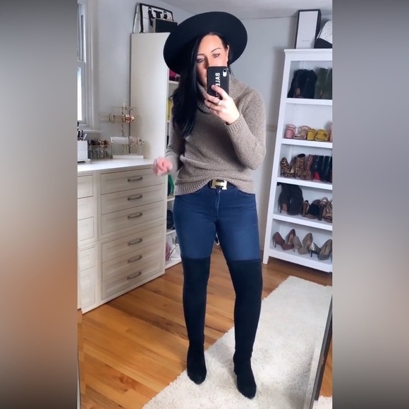 L.L. Bean Tan Taupe Marled Cowl Neck Sweater Sz Medium - Picture 6 of 9